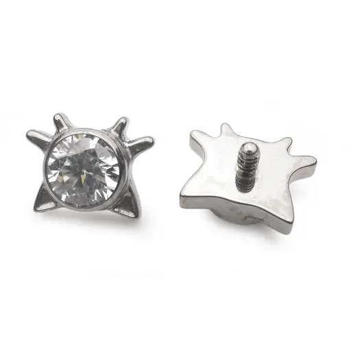 [ns_embout_263-p263_09] Embout Piercing - Titane F136 Gamme Hand Ink - Embout 263 en titane f136 avec pas de vis interne 0,9 mm pour piercing 1,2 mm étoile strass 4,5 mm*