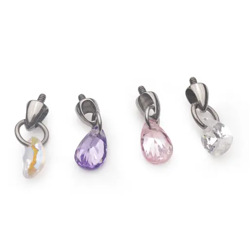 Embout Piercing - Titane F136 Gamme Hand Ink - Embout 265 en titane f136 avec pas de vis interne 0,9 mm pour piercing 1,2 mm goutte strass 5 mm*