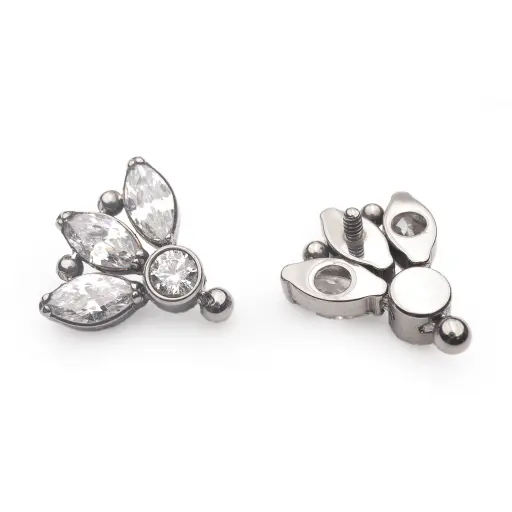 [ns_embout_282-p282_09] Embout Piercing - Titane F136 Gamme Hand Ink - Embout 282 en titane f136 avec pas de vis interne 0,9 mm pour piercing 1,2 mm diamant trident strass 7 mm*