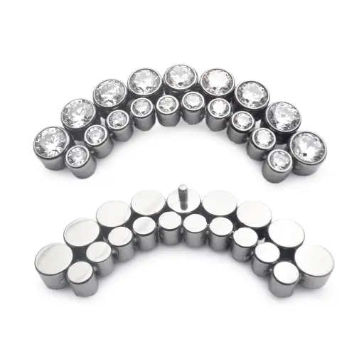 [ns_embout_271-p271_09] Embout Piercing - Titane F136 Gamme Hand Ink - Embout 271 en titane f136 avec pas de vis interne 0,9 mm pour piercing 1,2 mm courbe strass 22 mm*