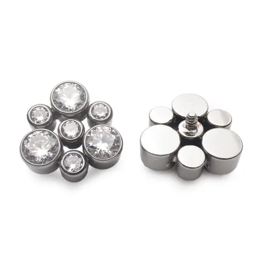 [ns_embout_290-p290_09] Piercing Embout - Titane F136 Gamme Hand Ink - Embout 290 avec pas de vis interne 0,9 mm pour piercing 1,2 mm perle de strass 8 mm*