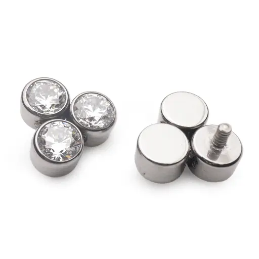 [ns_embout_291-p291_09] Piercing Embout - Titane F136 Gamme Hand Ink - Embout 291 avec pas de vis interne 0,9 mm pour piercing 1,2 mm perle de 3 strass 8 mm*