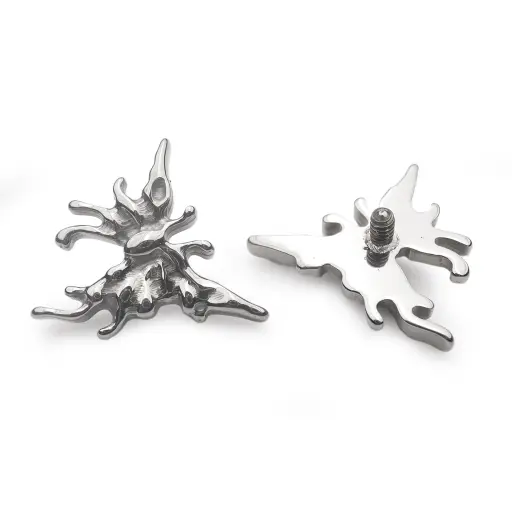 [ns_embout_255-p255_09] Piercing Embout - Titane F136 Gamme Hand Ink - Embout 255 avec pas de vis interne 0,9 mm pour piercing 1,2 mm papillon abstrait 8 mm*