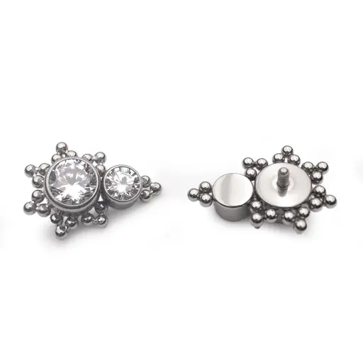 [ns_embout_309-p309_09] Piercing Embout - Titane F136 Gamme Hand Ink - Embout 309 avec pas de vis interne 0,9 mm pour piercing 1,2 mm double strass et perle 7 mm*