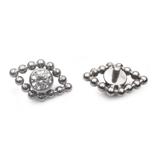 [ns_embout_315-p315_09] Piercing Embout - Titane F136 Gamme Hand Ink - Embout 315 avec pas de vis interne 0,9 mm pour piercing 1,2 mm losange avec strass 9 mm*