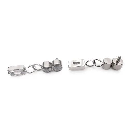 [ns_embout_317-p317_09] Piercing Embout - Titane F136 Gamme Hand Ink - Embout 317 avec pas de vis interne 0,9 mm pour piercing 1,2 mm double rond et rectangle strass 10 mm*