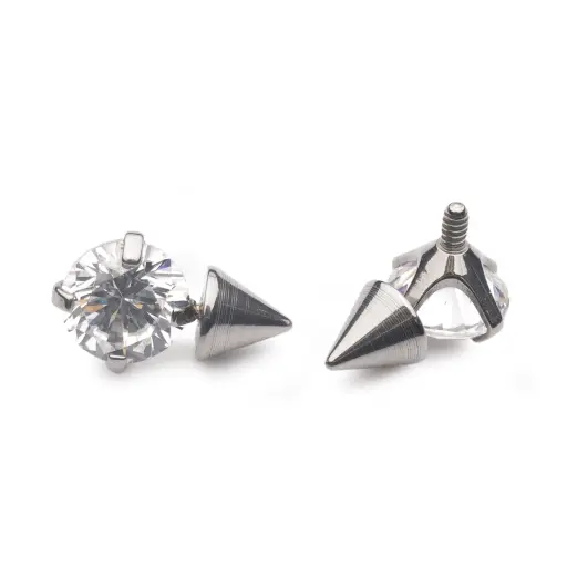 [ns_embout_327-p327_09] Piercing Embout - Titane F136 Gamme Hand Ink - Embout 327 avec pas de vis interne 0,9 mm pour piercing 1,2 mm strass avec pointe 6 mm*