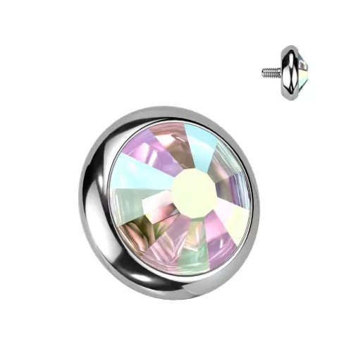 Piercing Embout - Titane Astm F136 - Embout 11 avec pas de vis interne ancrage dermique strass 3 mm*