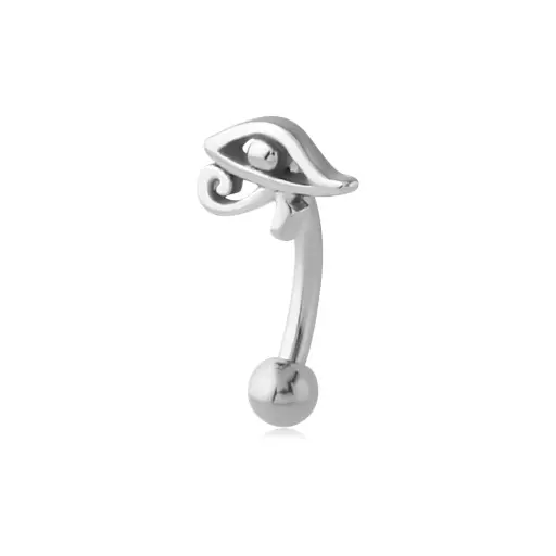 [p_banane_acier-MBNSC54] Piercing Banane - Acier 316L - Banane en acier chirurgical avec embout fonte d'acier œil d'Horus 1,2 x 8 mm*
