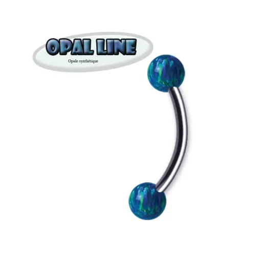 Piercing Banane - Acier 316L - Banane en acier chirurgical avec bille opale synthétique*