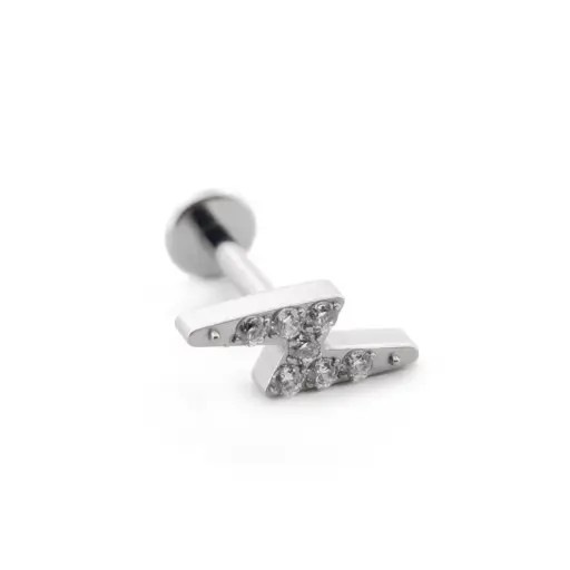 [i_labret_sterile_interne-SUL0029] Piercing Labret - Titane F136 Stérile Gamme Itc - Labret 29 avec pas de vis interne motif éclair à strass* (copie)
