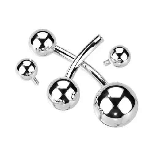 INTERNE Banane Nombril Stérile Titane F136 - Piercing pour nombril avec pas de vis interne avec bille