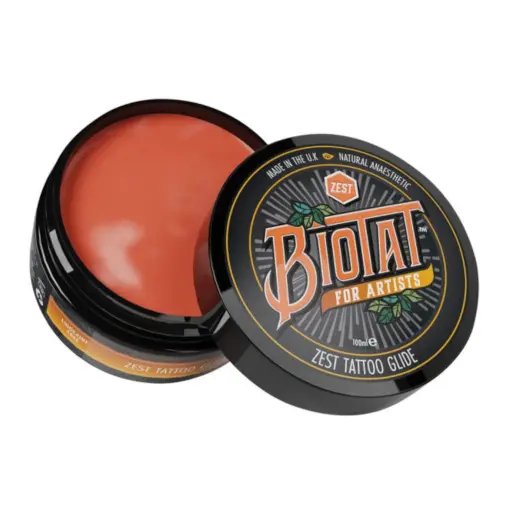 Beurre Tattoo - Biotat Zest Tattoo Glide - Vaseline pour le tatouage au clou de girofle apaisant et anesthésiant naturel*