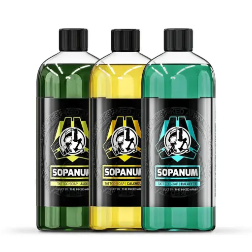 Savon Tattoo - The Inked Army Tattoo Soap Sopanum - Savon vert concentré pour le nettoyage de tatouage 1000 ml