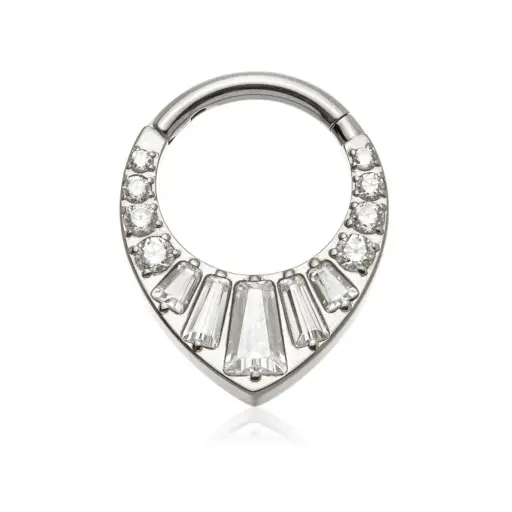 [ns_anneau_87-W87_1210] Piercing Anneau - Titane Astm F136 - Clicker 87 avec fermeture à charnière goutte strass 1,2 x 10 mm*