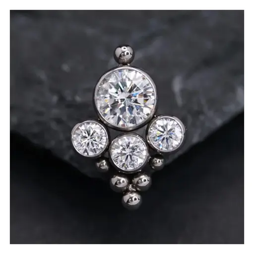 Piercing Embout - Titane Astm F136 - Embout 22 avec pas de vis interne 0,9 mm pour piercing 1,2 mm marquise bleu 10 mm*