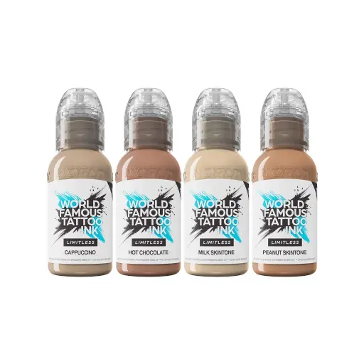 [ki_REACH_encre_world_set_antucci_skin_tone-LTLTSTSS1-STSS1] World Famous Ink Limitless Set Santucci Skintone - Mélange pour le tatouage encre REACH 4 x 30ml