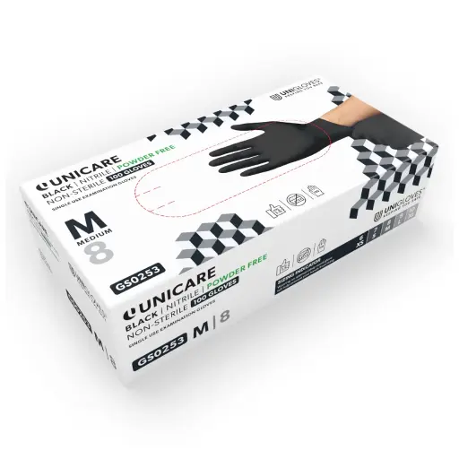 Gant Tattoo - Unigloves Black - Boîte de 100 gants en nitrile non poudrés