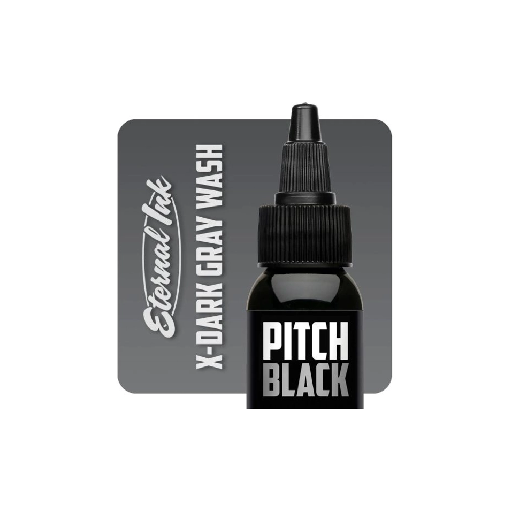 Eternal Ink Pitch Black X-Dark Gray Wash - Encre artistique pour entrainement tatouage NON REACH