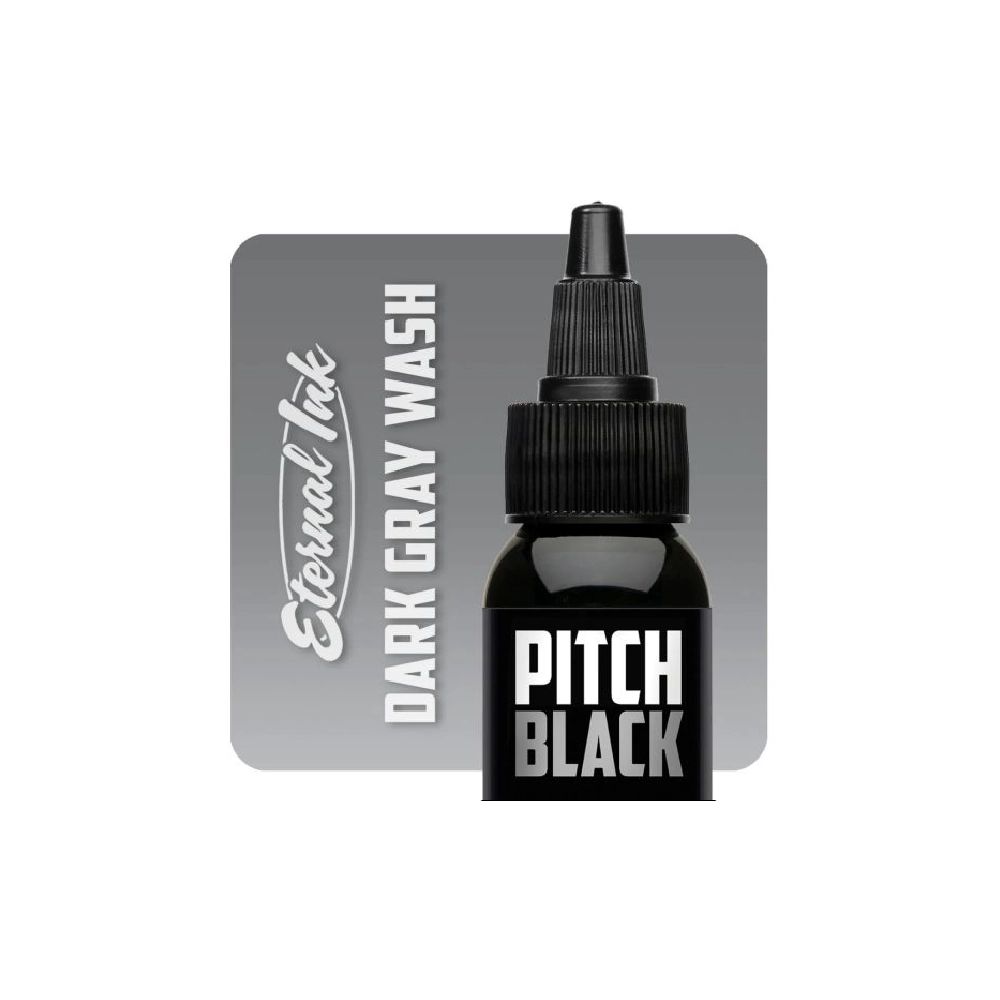 Eternal Ink Pitch Black Dark Gray Wash - Encre artistique pour entrainement tatouage NON REACH