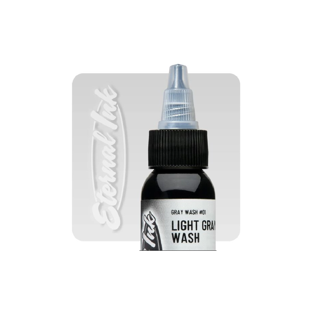 Eternal Ink Pitch Black Light Gray Wash - Encre artistique pour entrainement tatouage NON REACH