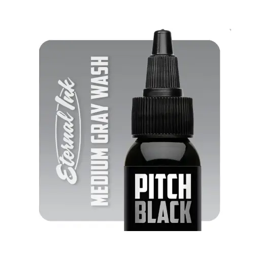 Eternal Ink Pitch Black Medium Gray Wash - Encre artistique pour entrainement tatouage NON REACH